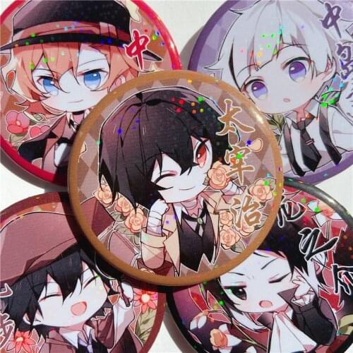 2021 Cute Anime Bungo Bungou Stray Dogs Badge Osamu Dazai Ryuunosuke Cartoon Bedge Medal Brooch Pin Button Souvenir Pendant 58mm