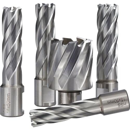 50mm Length HSS Hollow Drill Bit Weldon Shank Magnetic Drill Bit Metal Hole Cutter Core Drill Bit 15/16/17/18mm
