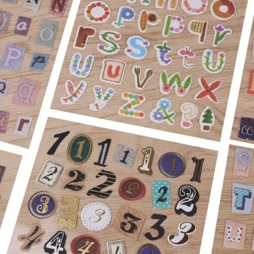 6pcs/pack English Alphanumeric Retro Diary Album Gilding Sticker Decoration Label Scrapbooking Stickers