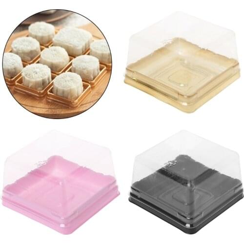 80g Square Moon Cake Trays Plastic Mooncake Packaging Box Container Holder 50 Pcs New Hot 2018