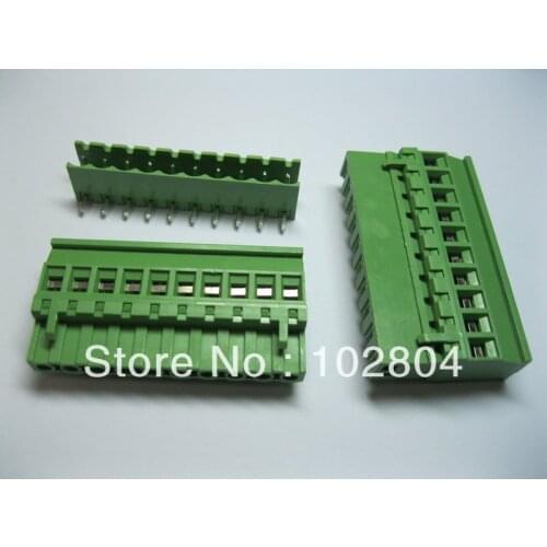 80 Pcs Pitch 5.08A 5.08mm Screw Terminal Block Connector Pluggable Type 10way/pin Angle-pin 2EDCD-5.08A-2EDCR Green HOT Sale