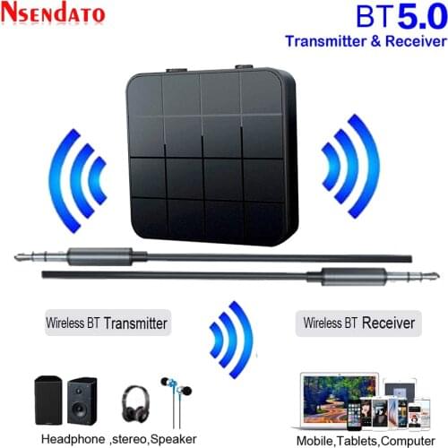 2 In 1 Bluetooth 5.0 Music Audio Transmitter Receiver 3.5mm AUX jack RCA Car Stereo Audio Wireless Adapter For Car TV PC Speaker