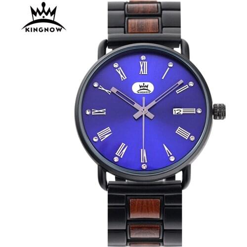 Kingnow Wooden Mens Watches for Man Watch Male 2020 Luxury Mens Quartz Watches Auto Date Wristwatch Orologio Uomo Top Brand