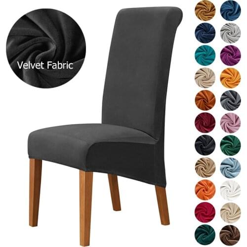High Back XL Size Chair Cover Silver Fox Velvet Fabric Stretch Chair Covers for Home Dining Room Wedding Hotel Banquet Spandex