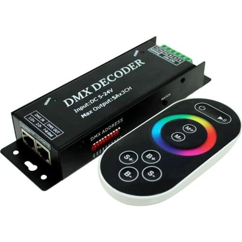 DMX101 LED Strip DMX Decoder;LED DMX Controller Dimmer;DC5~24V input;Output:5A*3channels,out power:5V