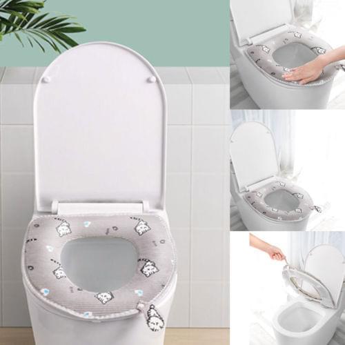 Home Bathroom WC Paste Toilet Seat Washable Soft Warmer WC Mat Seat Lid Cover Pad Cushion