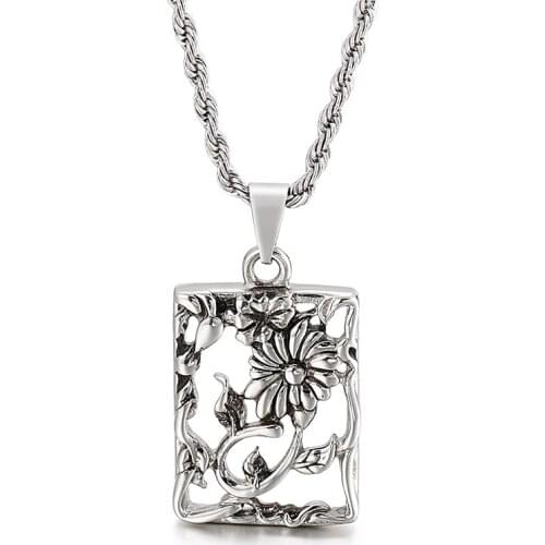 European and American personality creative flower bird hollow Pegasus mens titanium steel pendant