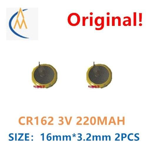 2PCS Full capacity cr1632 horizontal lithium battery face recognizer with welded pin button standby straight pin 3V memory clock