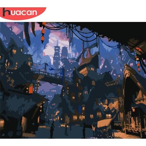 HUACAN Paint By Number House DIY Pictures By Numbers Scenery Kits Drawing On Canvas Hand Painted Painting Art Gift Home Decor