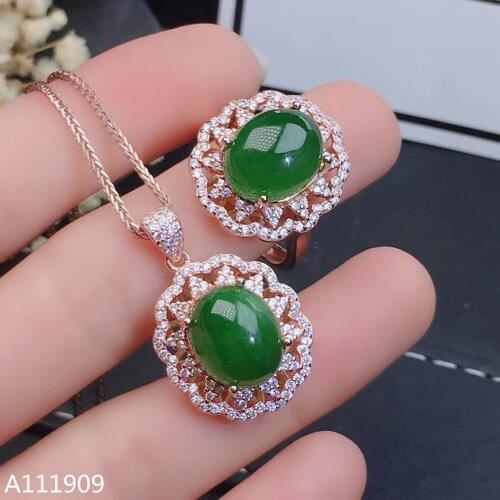 KJJEAXCMY boutique jewelry 925 sterling silver inlaid Natural jasper pendant necklace ring womens suit support detection