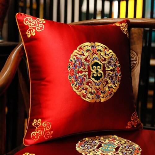 Classical Embroidered Sofa Cushion Covers Solid Simplicity Waist Pillowcase Home Bed Red Blue Pillow Covers Cases Decorations