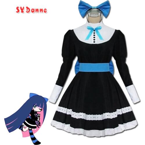 Panty&Stocking with Garterbelt cosplay Heroine Anarchy Stocking Black Dres Cosplay Costume women Lolita Maid Suits party Uniform