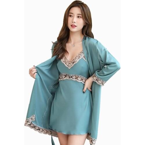 Robe Sets Sleepwear Womens Silk Bridal Wedding Gift Nightwear Casual Kimono Bathrobe Gown Intimate Lingerie Dresses Summer