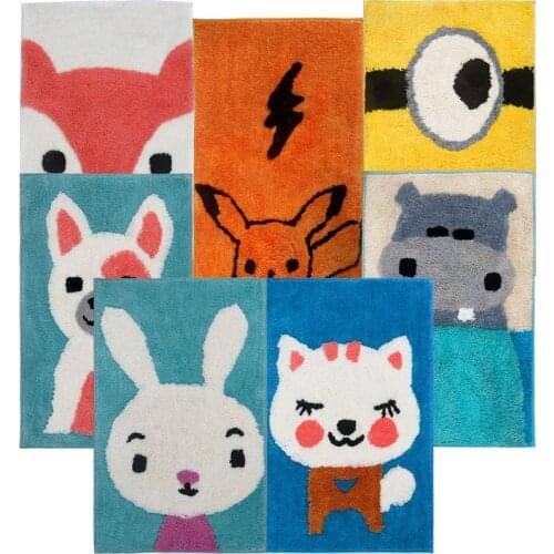 Cute Animal Bath Mat Non-slip Flocking Bathroom Door Mat Absorbent Foot Mat Super Soft Thick and Comfortable Bathroom Rug Carpet