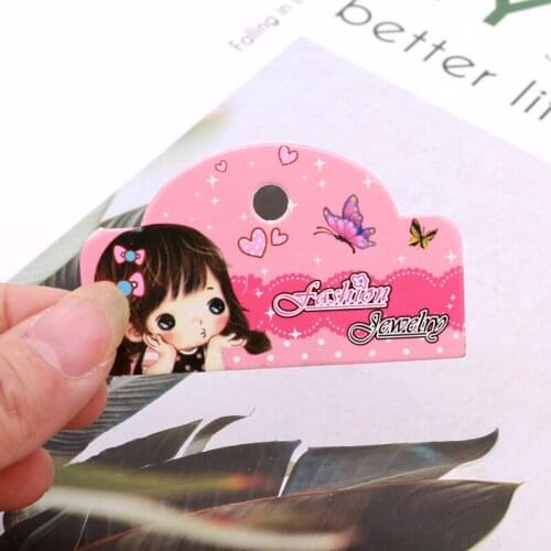 Lovely Pink Color Fashion Jewelry Packaging Cards 100pcs/lot 4.8x6.2cm Kids Hairpin Hair Rope Display Cards Head Labels Hang Tag