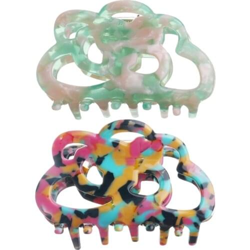 Fashion hair accessories 2019 new design hollow out rose flower acetate tortoise shell 7cm hair claws jaw clamp clasp clips