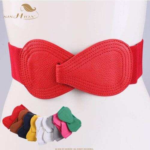 SISHION 2021 Fashion Red elastic waistband wide belt ladies black elastic bow waistbands for women SP0361