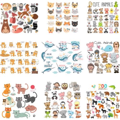 Cartoon Cute Animal Patterns The Whole Page Can Be Cut By Itself On Clothes Applique Decor Stickers Printed Decoration