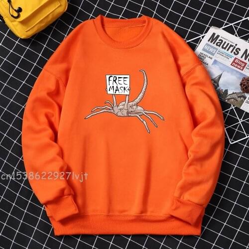 Alien Facehugger Horror Print Hoodies Mens Movie Hip Hop Streetwears Crewneck Fashion Fleece Sweatshirts Oversize Loose Jacket