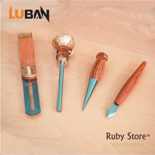Set of 4 Qiangsheng Luban Marking Tools, Marking Knife, Awl Pen, Sliding Bevel Gauge, Wheel Gauge