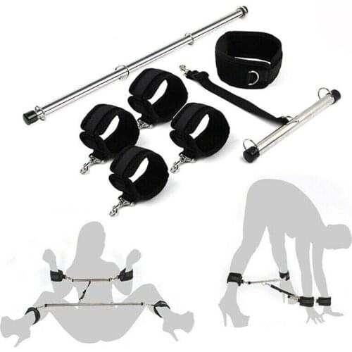 Stainless Steel Spreader Bar Nylon Bondage Belt Collar Ankle Hand Cuffs Adult Games BDSM Torture Slave Restraint Sex Assessories