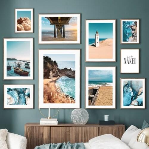 Lighthouse Ocean Bay Beach Bridge Wall Art Canvas Painting Nordic Posters And Prints Wall Pictures For Living Room Decoration