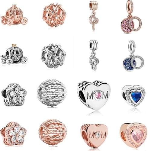 New charm original ancient rose gold pumpkin carriage beads suitable for pandora ladies bracelet necklace jewelry DIY