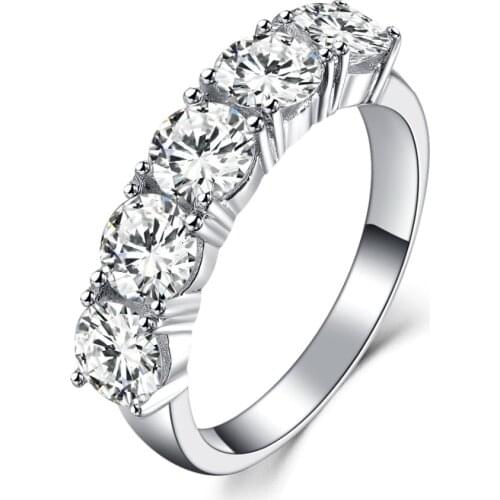 Test Positive 2.5Ct Round Cut Moissanite D Color Wedding Ring Solid Platinum 950 Ring for Women White Gold Jewelry