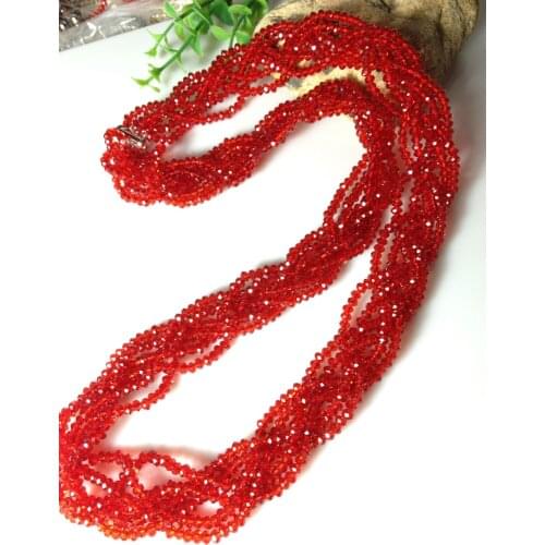 Red Crystal Necklace Fashion Women Long Twist Pigtail Necklace Free Shipping 75CM 29" Trending Blingbling