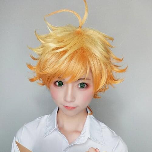 Emma Cosplay Wig Anime Yakusoku no Neverland Women Orange Cosplay Wig The Promised Neverland Emma Cosplay+Wig Cap