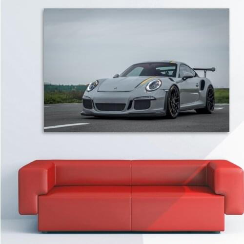 Porsches 911 GT3 Grey Metallic Sport Car Canvas Painting Posters and Prints Wall Silk Art for Room Home Decor