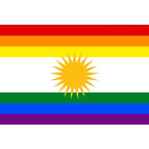 Rainbow pride Flag with LGBT Flag of Kurdistan 3x5ft custom any hobby flag banner