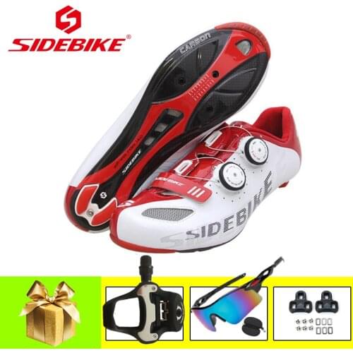 SIDEBIKE Road Cycling Shoes Men SPD-SL Pedals Racing Carbon Road Bike Ultralight Self-locking Outdoor Riding Bicycle Sneakers