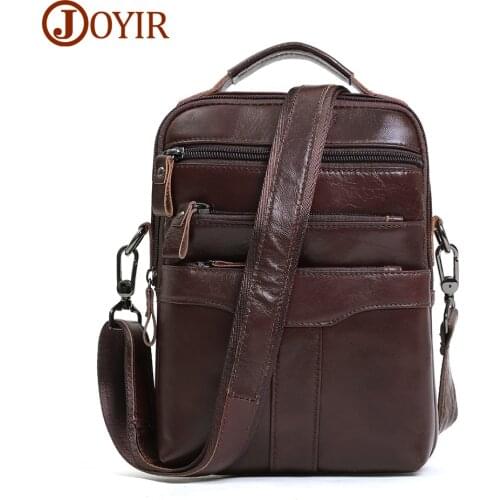 JOYIR Vintage Mens Genuine Leather Shoulder Bag Casual Handbag for Ipad Natural Leather Crossbody Messenger Flap Bags Male 2021