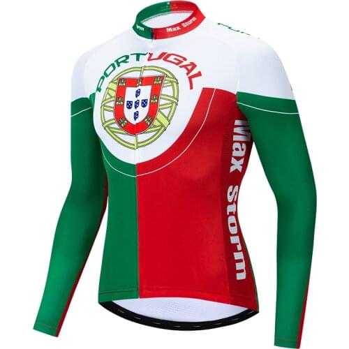 2021 Portugal NEW cycling jersey long sleeve Winter Thermal Fleece&no Fleece cycling clothing Reflective zipper 4 pocket