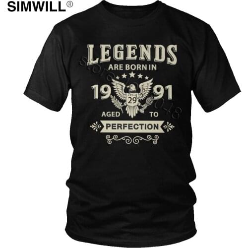 Vintage Legends Are Born In 1991 Age To Perfection T shirt Mens Print 100% Cotton Tee Short Sleeve Birthday Gift Idea T-Shirt