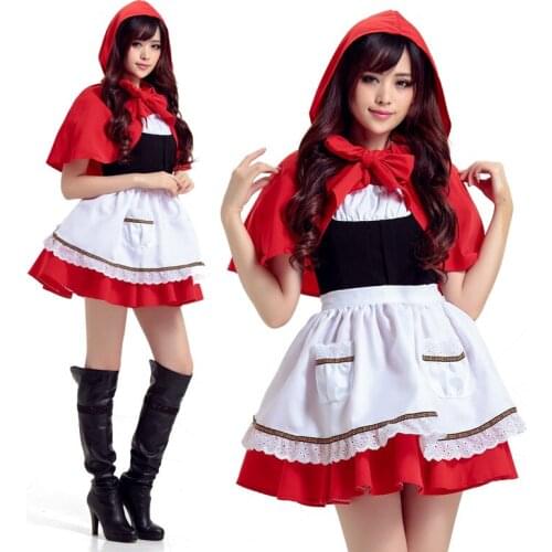 VOOCIEC Japanese Halloween Costume the Red Cap Cosplay Costume Christmas Costume halloween costumes for women litter red cosplay