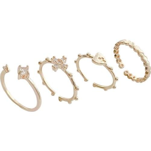 Web celebrity set with a four-piece ring set for women with a stylish, simple personality temperament index finger