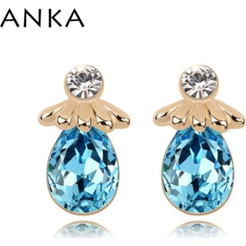 Wonderful Jewelry Angel Wings Ear Champagne Gold Colour Main Stone Crystals from Austria Stud Luxury Women Earrings #94258