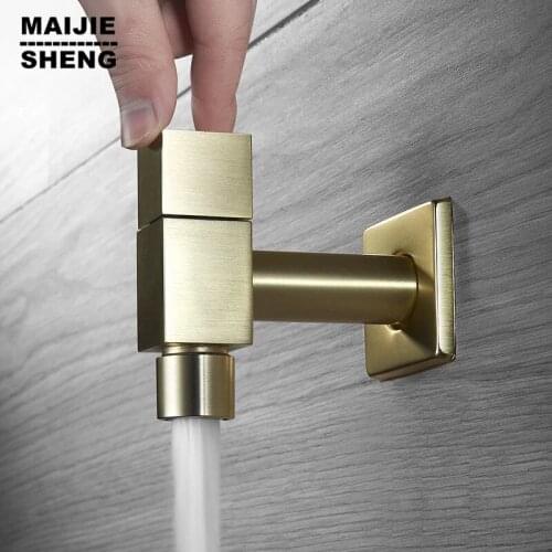 Bathroom gold brush single cold wall tap Inlet water valve Washing machine tap mop pool Tap Balcony garden faucet