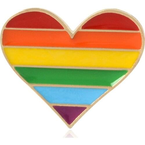 1 Pc LGBT Pride Rainbow Flag Metal Heart Badge Support Gay Lesbian Bisexual Transgender Symbol Pin Lgbt Icons Oil Drop Brooch