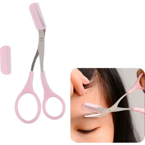 1Pc Eyebrow Trimmer Comb Eyelash Hair Scissors Cutter Remover Makeup Scissors Accessories