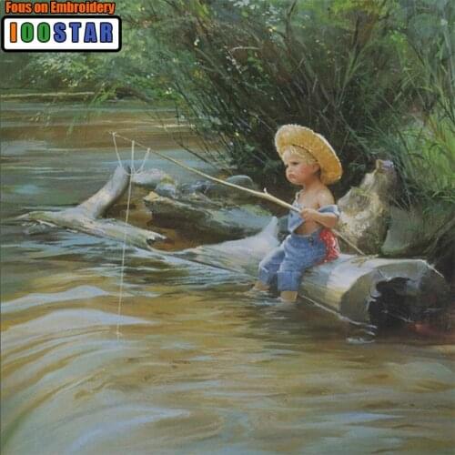 3D Needlework Full Diy Diamond Painting Rhinestone fishing boy Pattern Diamond Embroidery art decor cross stitch mosaic