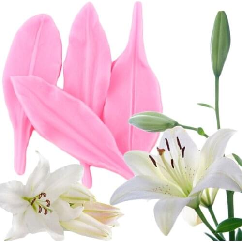 4Pcs Lily Petals Silicone Molds Flower Making Fondant Mold DIY Cake Decorating Tools Candy Resin Clay Chocolate Gumpaste Moulds