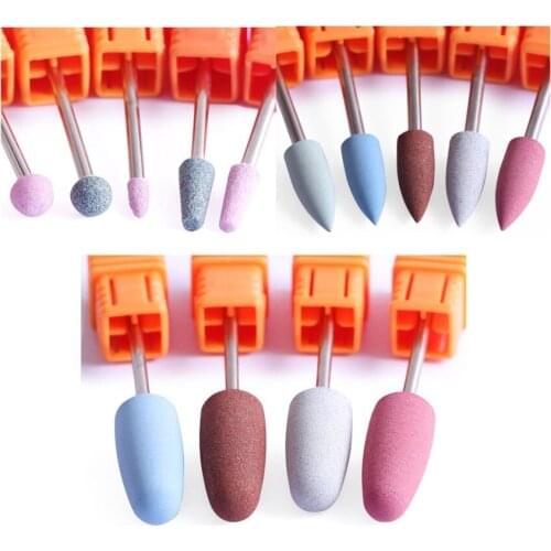 5pcs Ceramic Silicone Milling Cutter Nail Drill Bits Files Burr Buffer for Electric Machine Nail Art Grinder Cuticle Cutter Tool