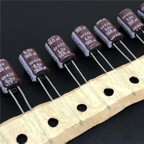 50pcs 560uF 6.3V NIPPON KZE Series 8x11.5mm Low Impedance 6.3V560uF Aluminum Electrolytic Capacitor