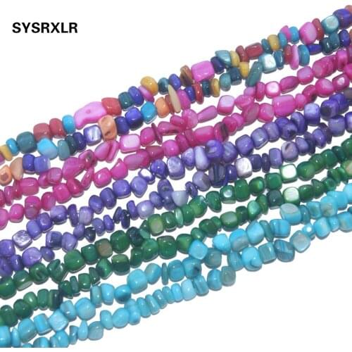 Free Shipping 12 colors Gravel Irregular Square Shape Dye Shell 5-8 mm Stone Beads For Jewelry Making DIY Bracelet Necklace 34