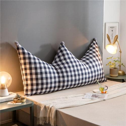 Crown shaped bed head big pillow, soft striped bed head cushion and large backrest decorate the bedroom for children and adult