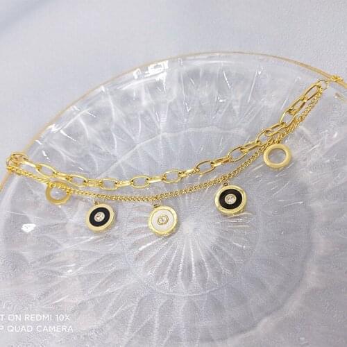 Fashion Jewelry titanium steel Bracelets, Titanium rose gold Roman numeral pendant bracelet, No allergies, no fading