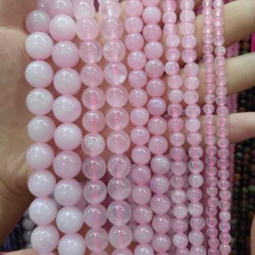 Natural stone beads Pink Crystal 4/6/8/10/12mm Round loose beads for Jewelry Making Necklace DIY Necklace Bracelets Accessories